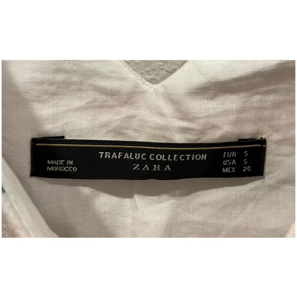 ZARA V-Neck Striped Red Blue Antique White Tie Blouse - Picture 2 of 4